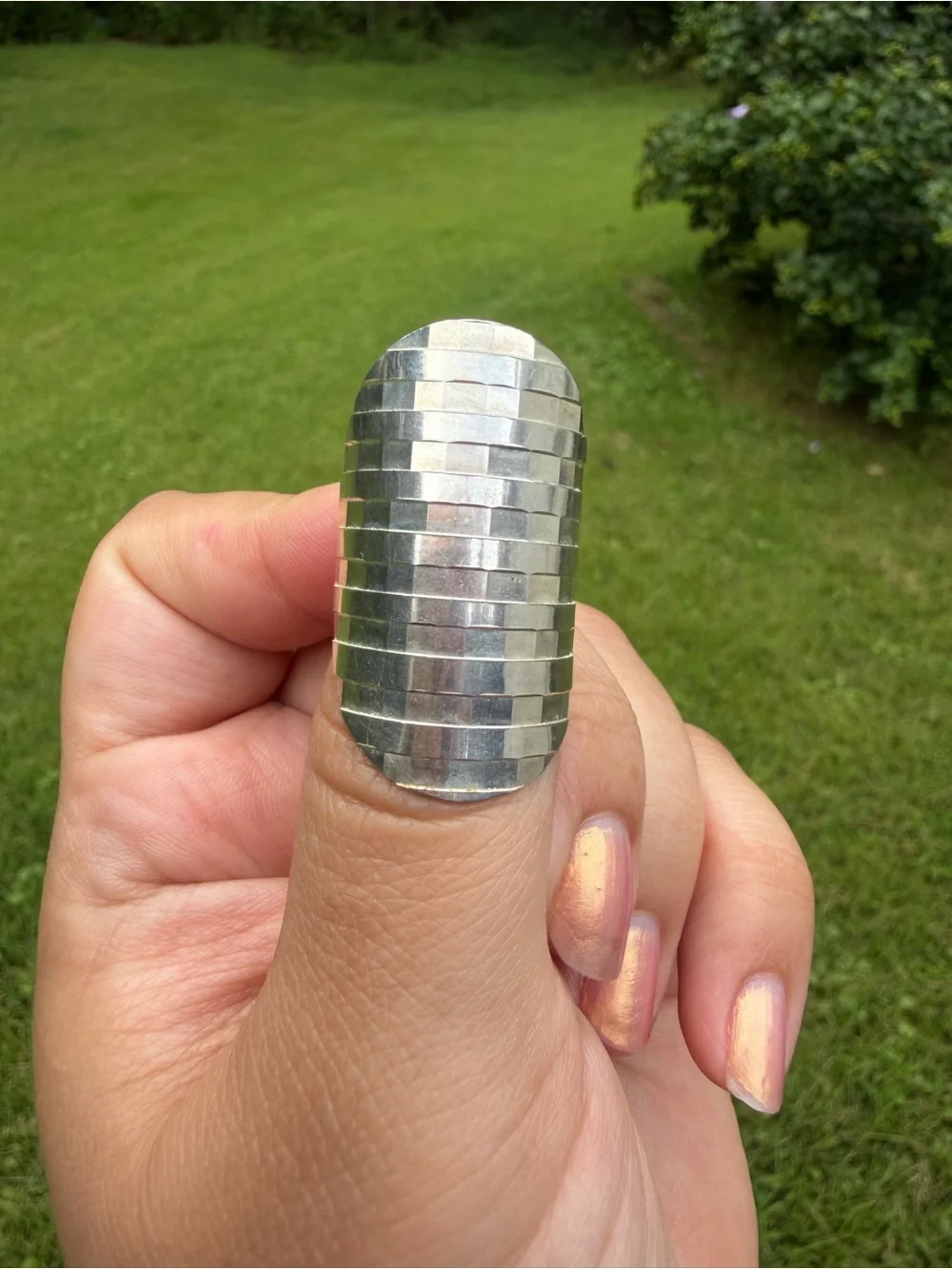 925 Sterling Silver Textured Statement Ring - Silver